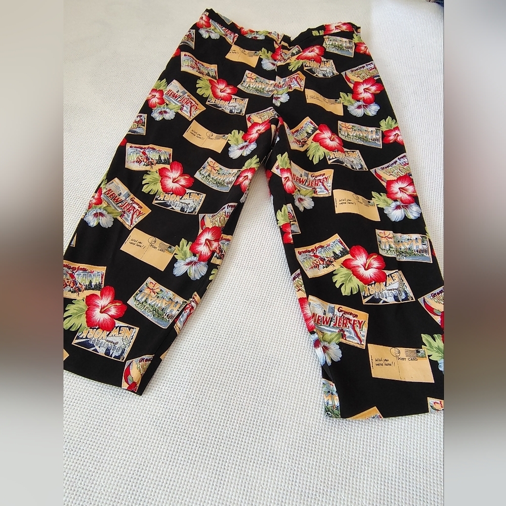 BRIGGS Floral and Postcard Print Pants Size 16